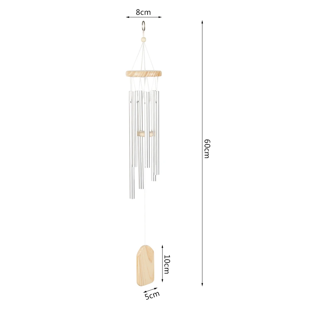 Серебряный 6 трубок, колокольчики для двери, настенный орнамент, домашний сад, открытый декор, колокольчики для ветра