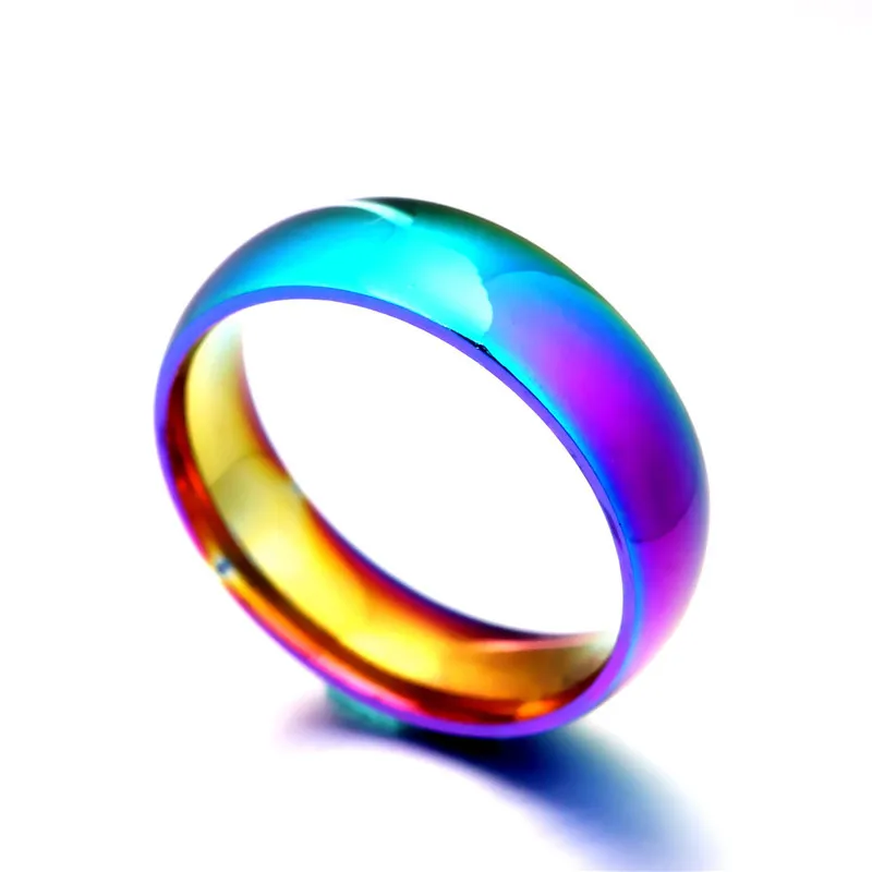 Классические мужские и женские радужные красочные кольца из титановой стали обручальное кольцо Ширина 2 4 6 8 мм Размер 6-12 подарок WTR93