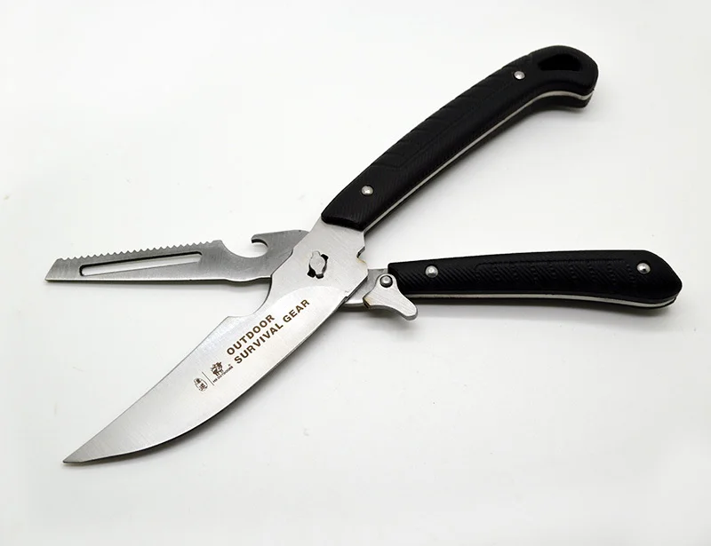 HX Outdoors Camping Scissor Knife Tools With Scale Remover Peeler