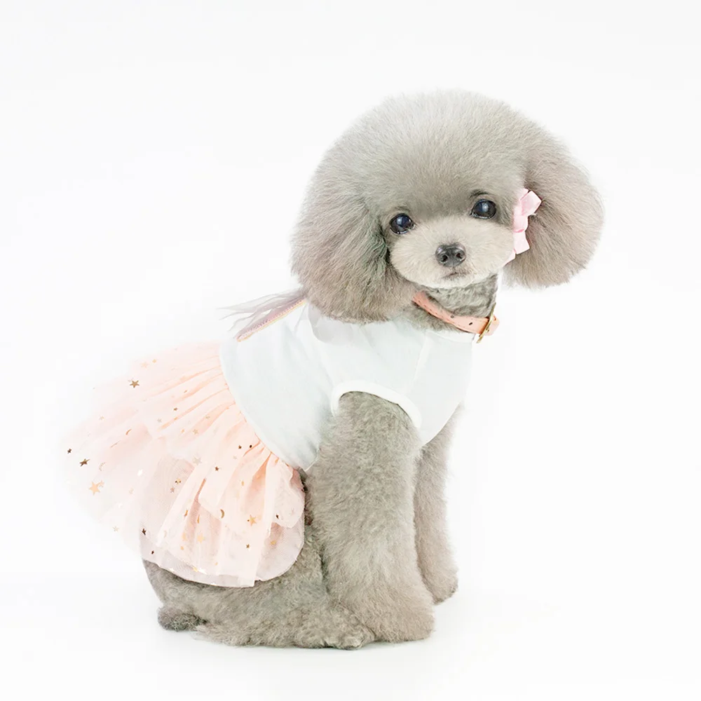 Летнее платье для собак Одежда для маленьких собак собачье свадебное платье юбка одежда для щенков кружевная блестящая Весенняя домашняя одежда для животных 45