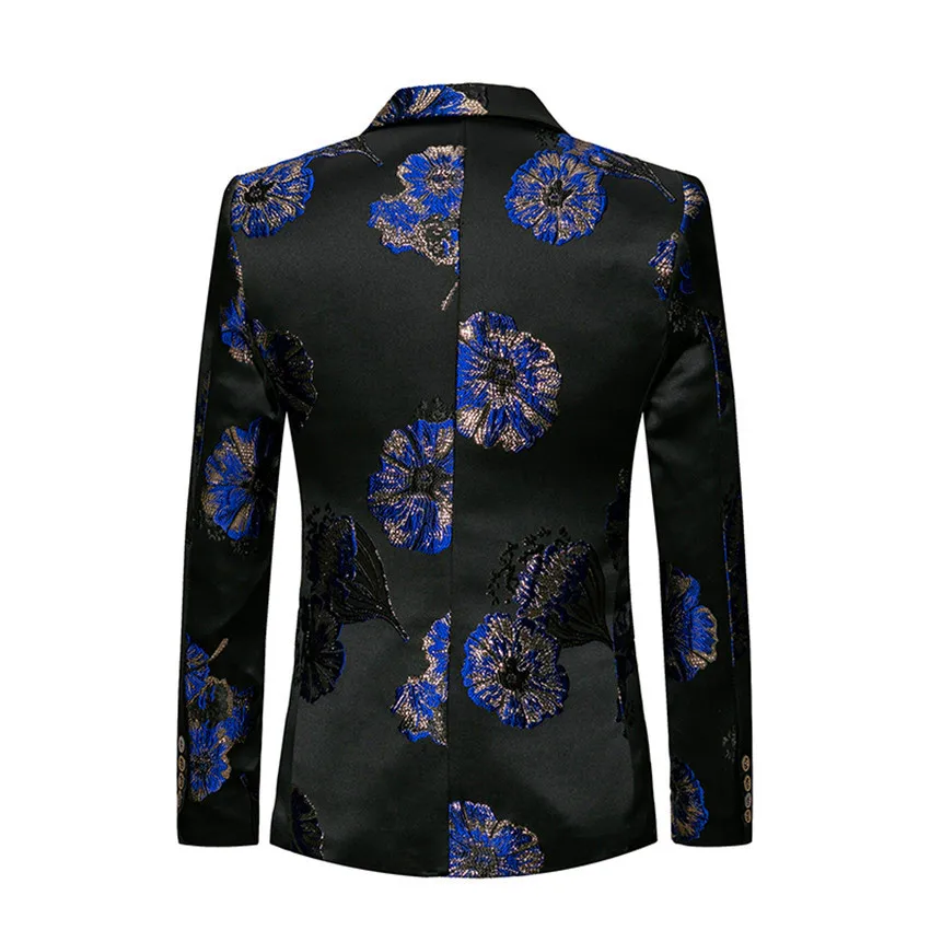 AreMoMuWha 2018 New Spring Autumn Slim Print Suits Men Single Breasted Plus Size Blazers 6XL Fit Men's Printed Suit Coats QX016