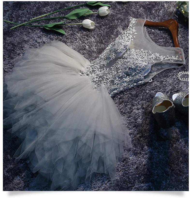 

Gray 2019 Homecoming Dresses A-line Cap Sleeves Tulle Lace Beaded Short Mini Elegant Cocktail Dresses