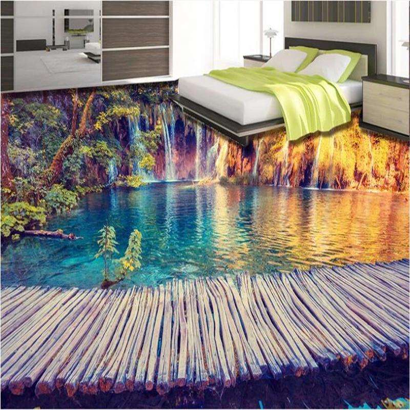 beibehang Custom large scale murals HD 3D outdoor beautiful floor tiles
