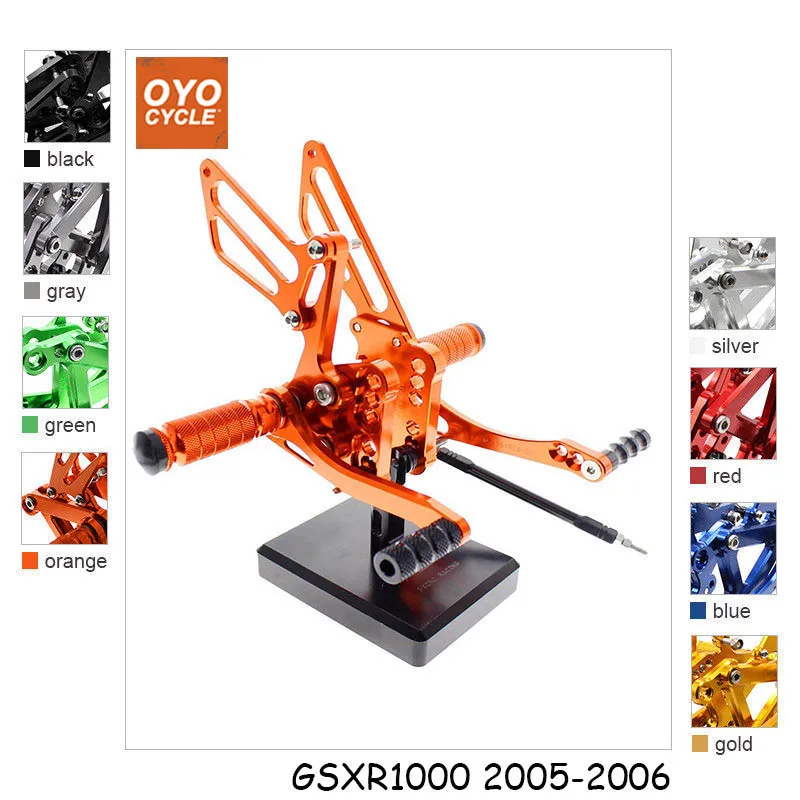 

CNC Adjustable Rearsets Foot Rest Foot Pegs Foot Rests For Suzuki GSXR 1000 K5 K6 2005 2006 GSXR1000