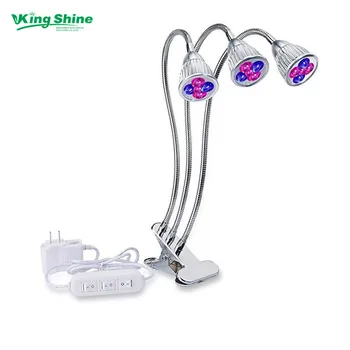 

Three Head Led Grow light bulbs 15W Clip with Flexible 360 Degree Separate Control Switch for Hydroponics Greenhouse Organic