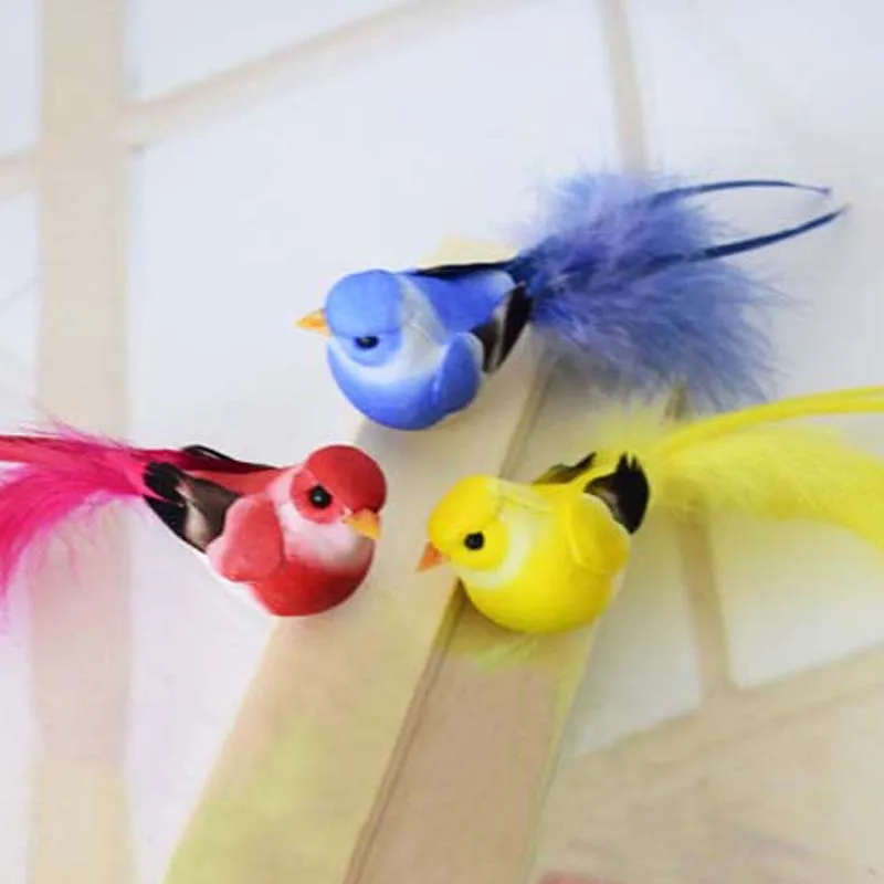 12*3CM,12PCS Fake Colorful Bird Artificial Foam Simulation Birds With