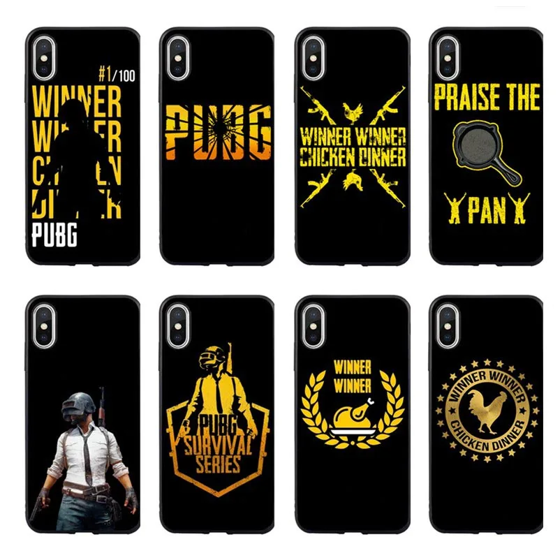 Черный мягкий силиконовый чехол PUBG для iPhone X 10 6 6S Plus 7 8 XR XS MAX |