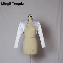 Novo popular feito sob encomenda nupcial cetim jaqueta envoltório casamento moda colar encolher mangas compridas bolero mingli tengda jaqueta feminina