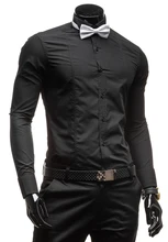 2016 Fashion England Style Men Shirt With Bow Tie New Fashion Shirt Men Slim Fit Shirts Long Sleeve For Men Chemise Homme 5035
