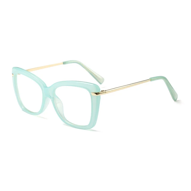 Women Metal Legs Designer Optical Eyeglasses Prescription Acetate Rim