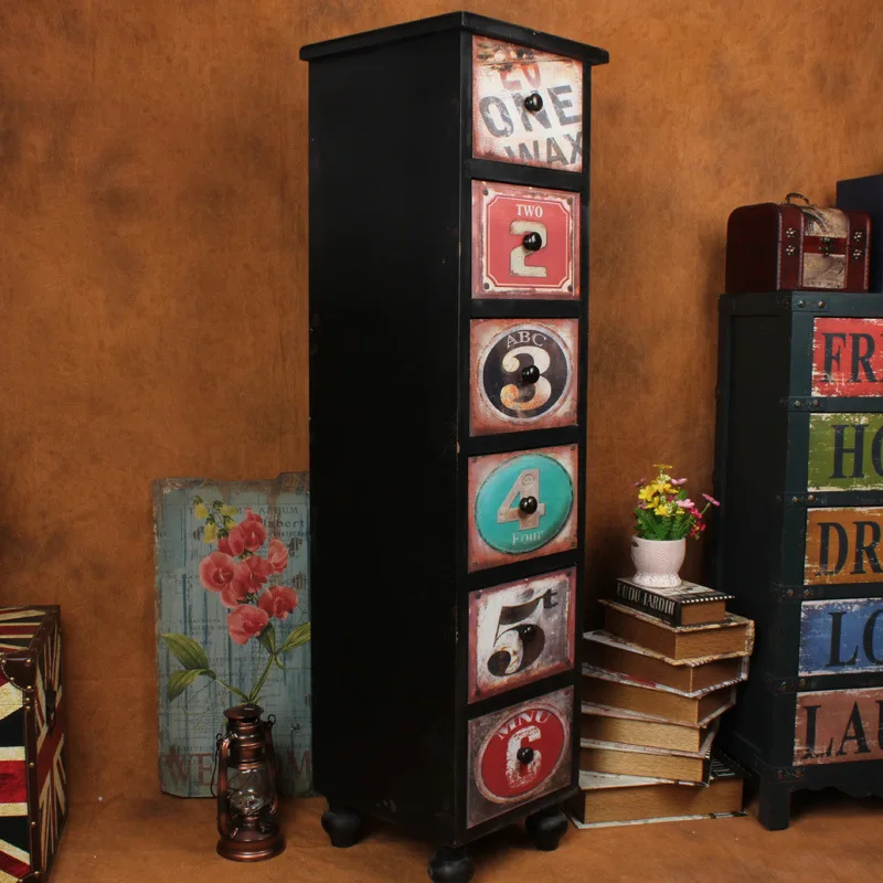 American country Drawers colorful hand-painted antique cabinet bedside cabinet to do the old home admission entrance door cabine