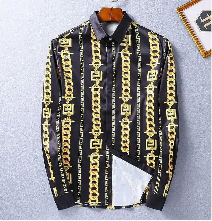 2017 Stylish font b Men b font Luxury Brand Designer Print font b Shirts b font