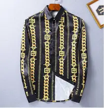 2017 Stylish font b Men b font Luxury Brand Designer Print font b Shirts b font