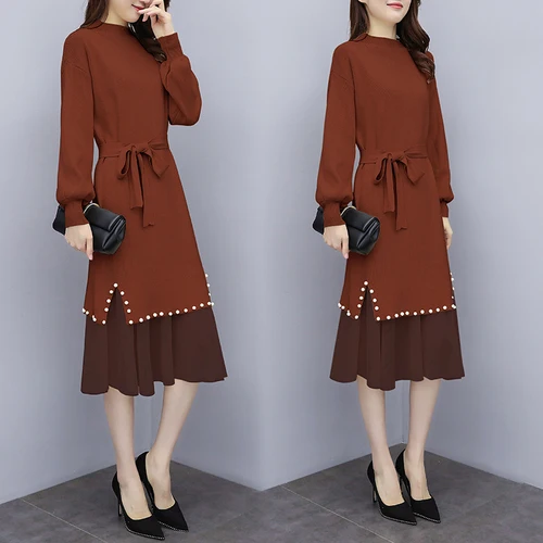 Осеннее платье для женщин вязаный женский свитер vestido de festa женские платья
