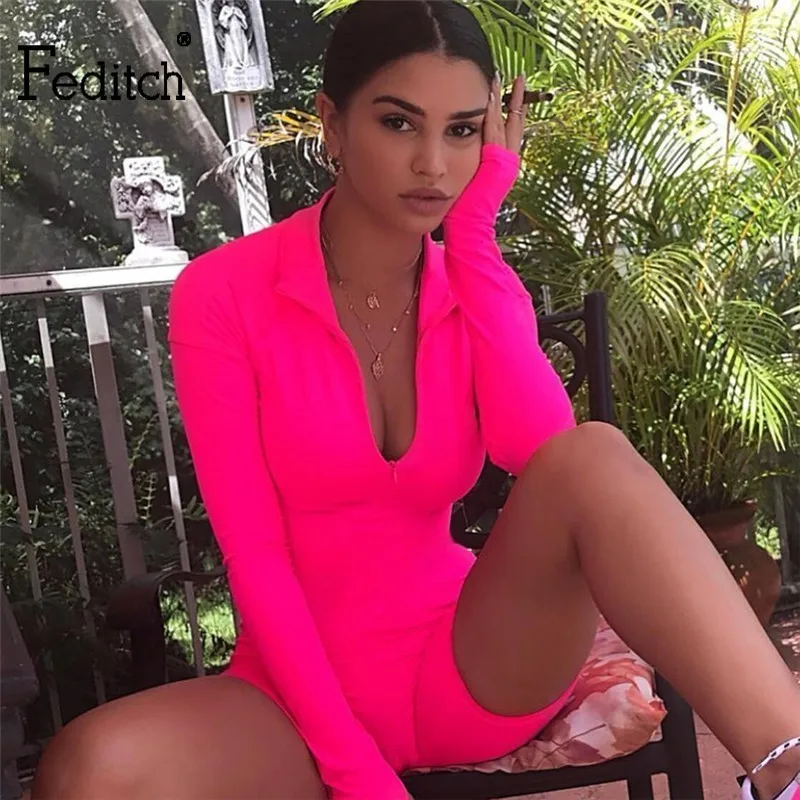 

Feditch Sexy Summer Jumpsuits For Women Overalls 2019 Solid V Neck Skinny Short Playsuit Reflective Rompers Womens Jumpsuit