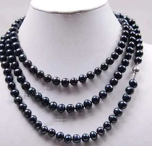 7-8mm Black Akoya Cultured Pearl Jewelry Necklace Long 50&quot | Украшения и аксессуары