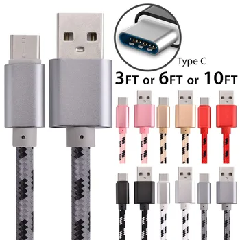 

100pcs lot Accessory Bundles USB-C Type-C Data Sync Charger Cable Cord for Samsung S8/Plus LG G6 Nylon Fast Charging Cable