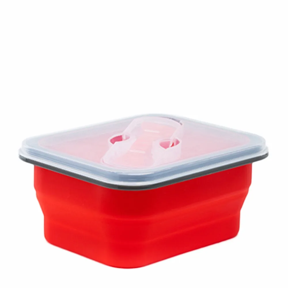 

Simple Square Lunch Box Single Foldable Silicone Storage Box Microwave Outdoor Lunch Bento