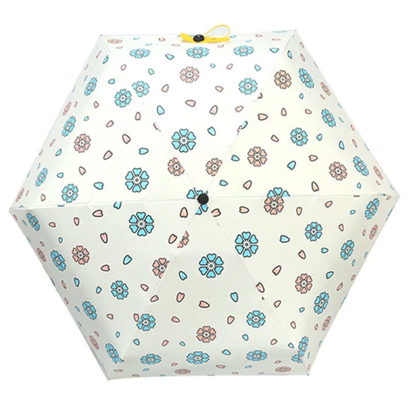

Pocket Mini Umbrella Windproof And Durable 5 Fold Umbrella Flat Head Portable Portable Umbrella Uv Umbrella Flower Print