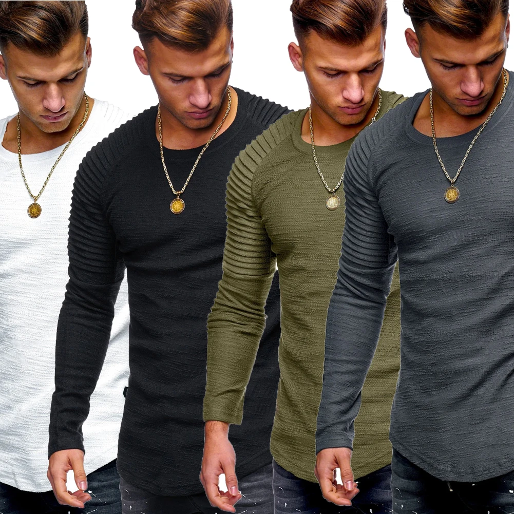 

Men'S Fashion Fit T-Shirt Long Sleeve Cotton Muscle Tee Slim Casual Tops O Neck Hip Hop Men T Shirt streetwear Boyfriend Gift