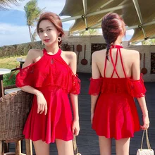 NODELAY Цельный купальник, Черная кружевная юбка, одежда для плавания, женская пляжная одежда, купальник с высоким горлом, сексуальный купальник с открытой спиной