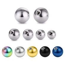 Pelotas de reemplazo de acero inoxidable, 100 piezas, varios colores, joyería corporal, Piercing, piezas de mancuerna, 16G, 14G, bola superior, accesorio de cuentas