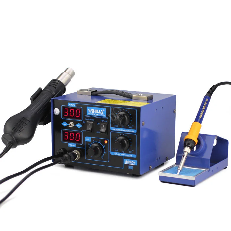 

862D+ SMD Soldering Iron Hot Air Rework Heat Gun Solder Station For SMT SMD Welding Repair