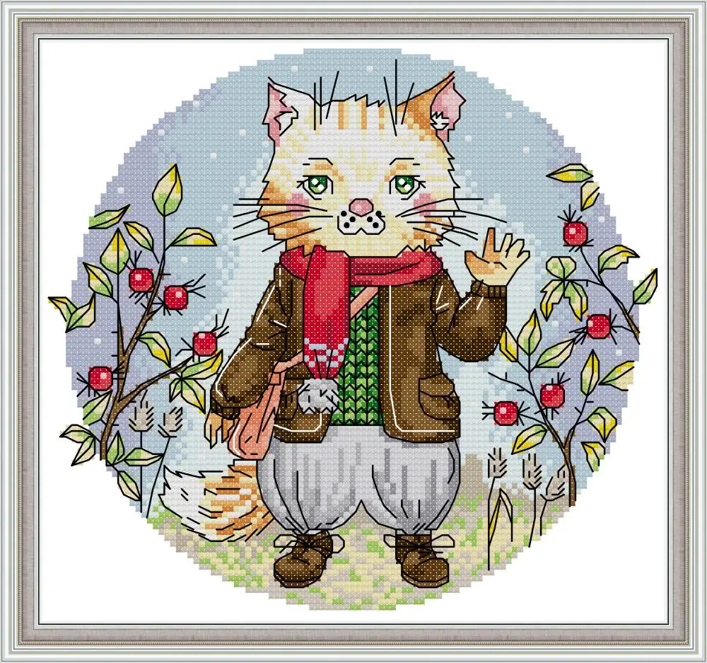 

Mr.cat cross stitch kit aida 14ct 11ct count print canvas cross stitches needlework embroidery DIY handmade