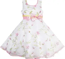 Sunny Fashion Robe Fille Fleur Feuilles Mariage Blanc Reconstitution historique Demoiselle d’honneur