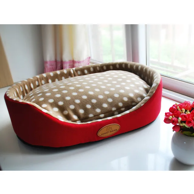 Домашняя кровать для домашних собак, Конура, теплая собака большого размера, кровать кот Кровать, гнездо, диван для больших собак, лабрадор хаски, сатсума, маленький плюшевый - Цвет: Красный