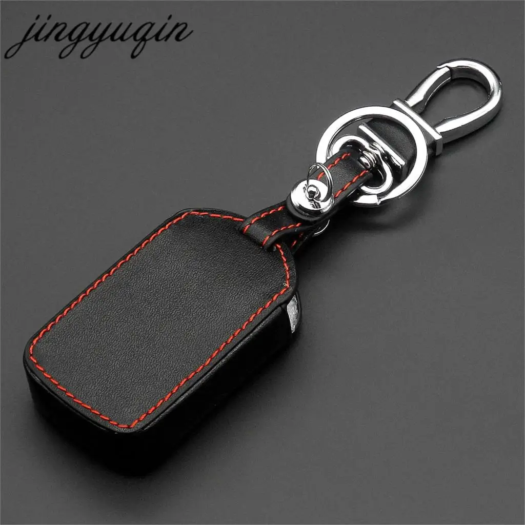 Jingyuqin 3 кнопки Fob оболочки ключа автомобиля кожаный чехол для Nissan Tiida Note Navara Qashqai Micra Juke X-Trail Pathfinder