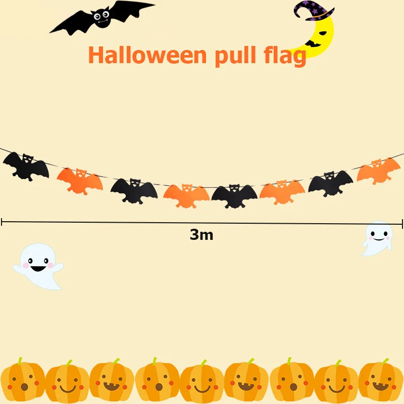 Zilue 1pcs/Lot Halloween Pull Flower Pull Flag KTV Bar Layout Props Decoration Pumpkin Ghost Spider Bat Diverse Hanging Flag Zilue 1pcs/Lot Halloween Pull Flower Pull Flag KTV Bar Layout Props Decoration Pumpkin Ghost Spider Bat Diverse Hanging Flag