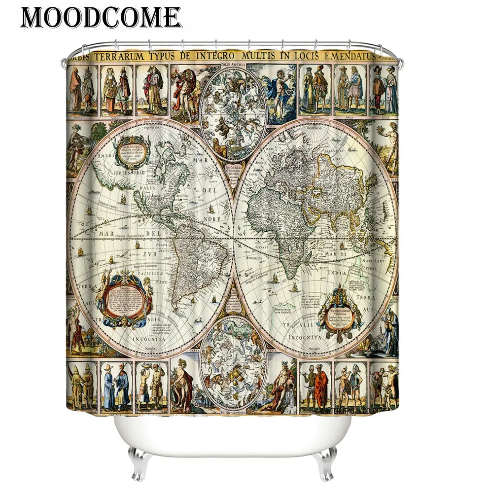 Vintage Europe Shower Curtain World Map The Age Of Exploration Vintage Europe Shower Curtain World Map