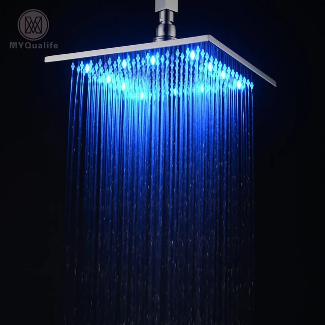 Led 10 Inch Waterfall Rain Shower Solid Br Head With Color Led 10 Inch Waterfall Rain Shower Solid Br Head With Color Changing Light Chrome Finished
