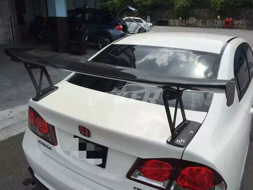 JS RACING (ALUMINIUM BRACKET 270MM ) carbon spoiler For Honda civic
