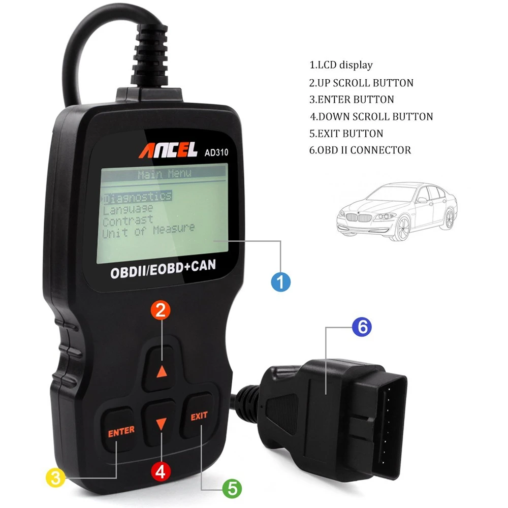 2027Day Delivery++ 2016 OBD2 Scanner ANCEL AD310 Auto Diagnostic Scanner Car Fault Code Readers