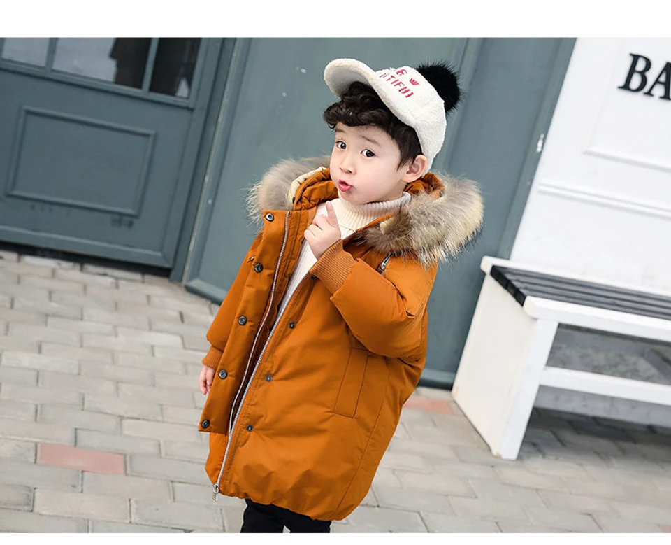Детские пуховики и парки, зимняя верхняя одежда для детей 3-12 лет, Повседневная теплая куртка с капюшоном для мальчиков, однотонные теплые пальто для мальчиков, 4 цвета