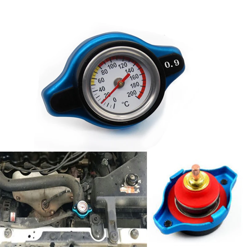 Blue 0.9 BAR Thermostatic Radiator Cap Pressure Rating Temperature Meter Gauge Small Head for Honda Accord Civic del Sol costa del sol