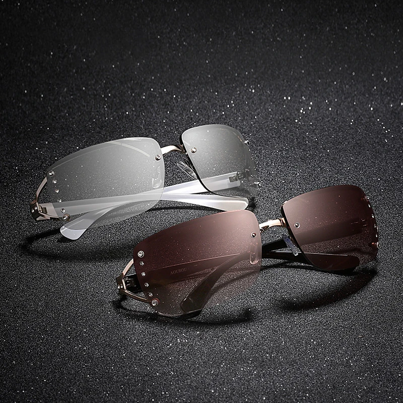 HBK новые изысканные роскошные сексуальные женские квадратные солнцезащитные очки без оправы с бриллиантами, прозрачные UV400 очки для вождения на открытом воздухе, стильные модные женские очки
