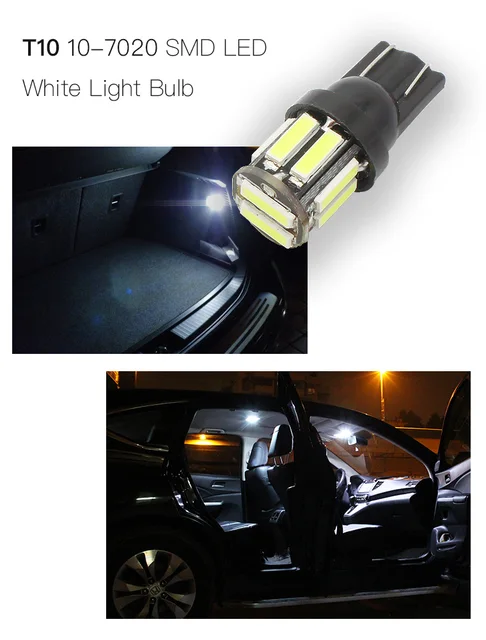 4Pcs W5W 10-7020 SMD samochód T10 LED 194 168 klin wymiana Reverse Tablica przyrządów Lampa biała niebieska żarówki dla świateł prześwitu -
