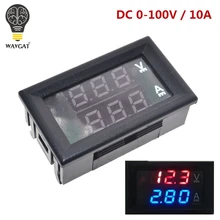 DC 0-100V 10A Digital Voltmeter Ammeter Dual Display Voltage Detector Current Meter Panel Amp Volt Gauge 0.28" Red Blue LED