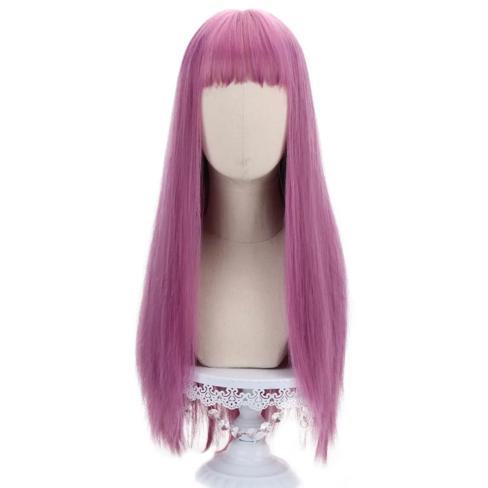 

Long Straight Anime Mal Cosplay Synthetic Wig Pink Violet Hair Wigs with Bangs 26'' Cartoon Wigs for Descendants Costume HP-C-12