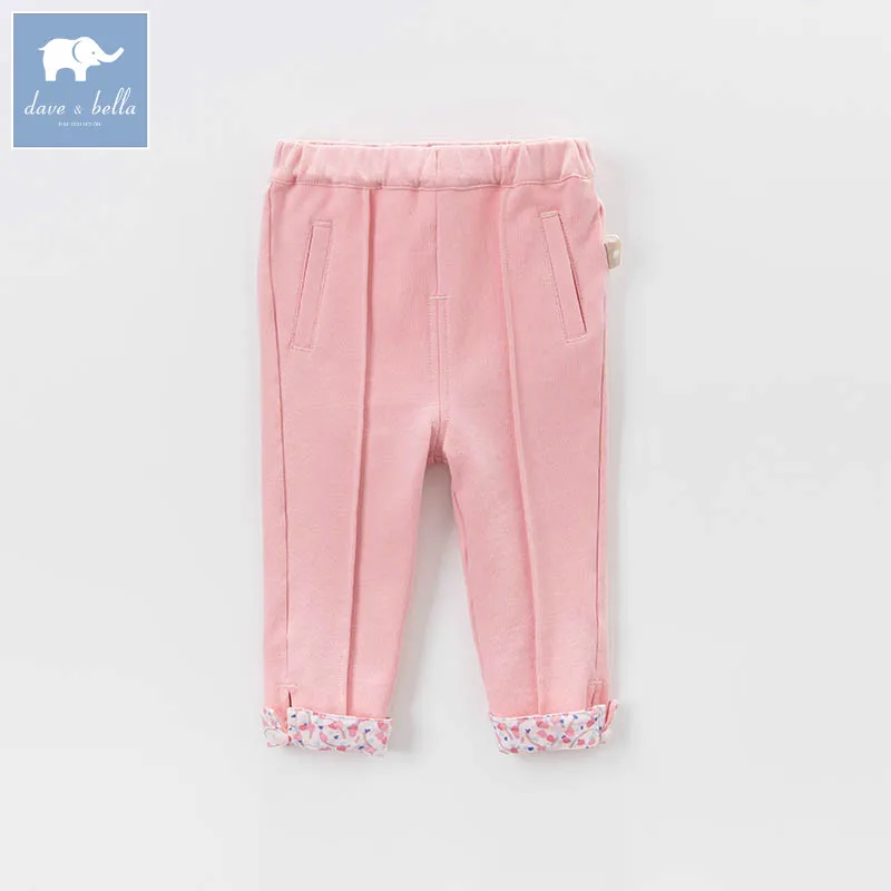 

DBA6615 dave bella spring infant baby girls pink full length fashion pants children toddler pants girls trousers