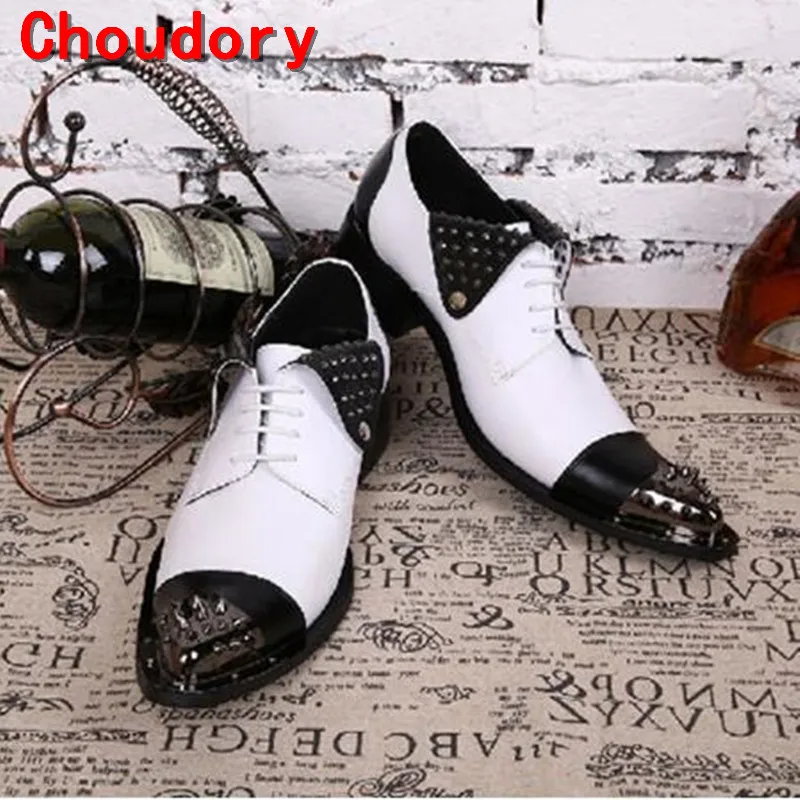 

Choudory New Brand Handmade classic Italian Leather Black White Loafers Spike Shoes Studded Moccasins Burgundy Smoking Shoes Men