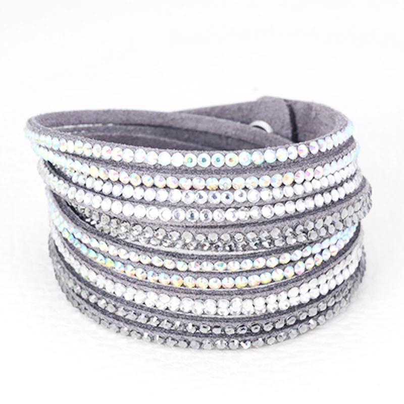Многослойный кожаный браслет с двойной обмоткой кристаллами|double wrap bracelet|wrap