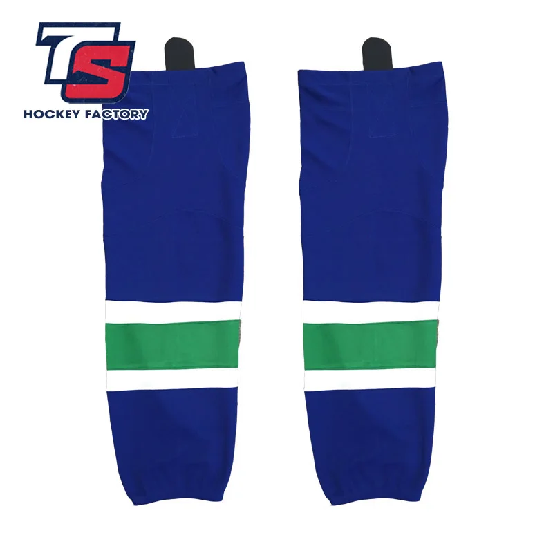 Cool hockey free shipping 100% Polyester Breathable Canucks Ice Hockey Socks Cheap Shin Guards W007 high quality men women