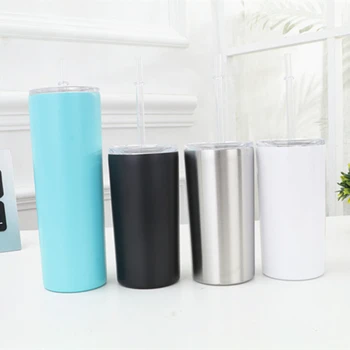 

50pcs/lot 12oz 20oz Skinny Tumbler Mug Kids Cup Stainless Steel 2-Wall Vacuum Insulated Slim Beer Bottle Glass Free Straw