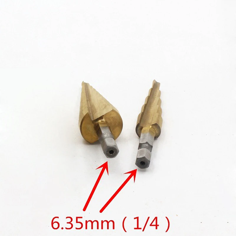 4-20 мм HSS с титановым покрытием Ступенчатое сверло для сверления электроинструментов для металла высокоскоростная стальная деревянная дырочка ступенчатое конусное сверло