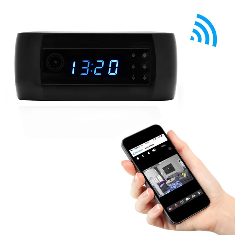 Wistino 1080P wifi мини камера Будильник времени Беспроводная няня часы P2P CCTV Домашняя