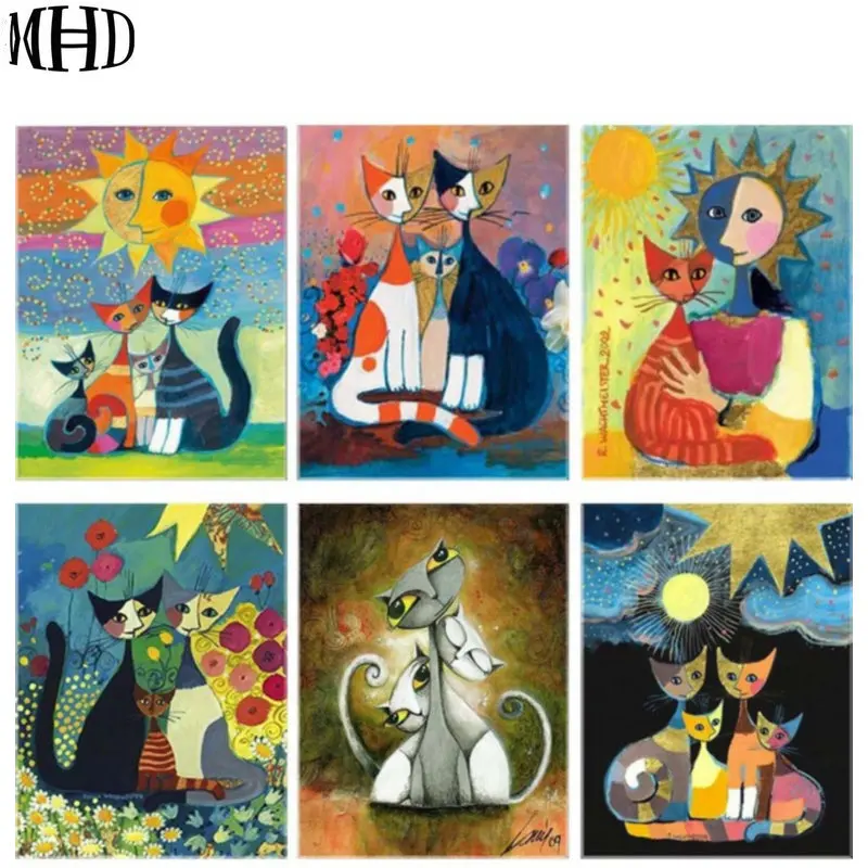 

MHD 10 kinds of cartoon cat series Diamond Embroidery 5D-DIY Diamond Cross Stitch Set Full Circle Diamond Painting 2018 new hot